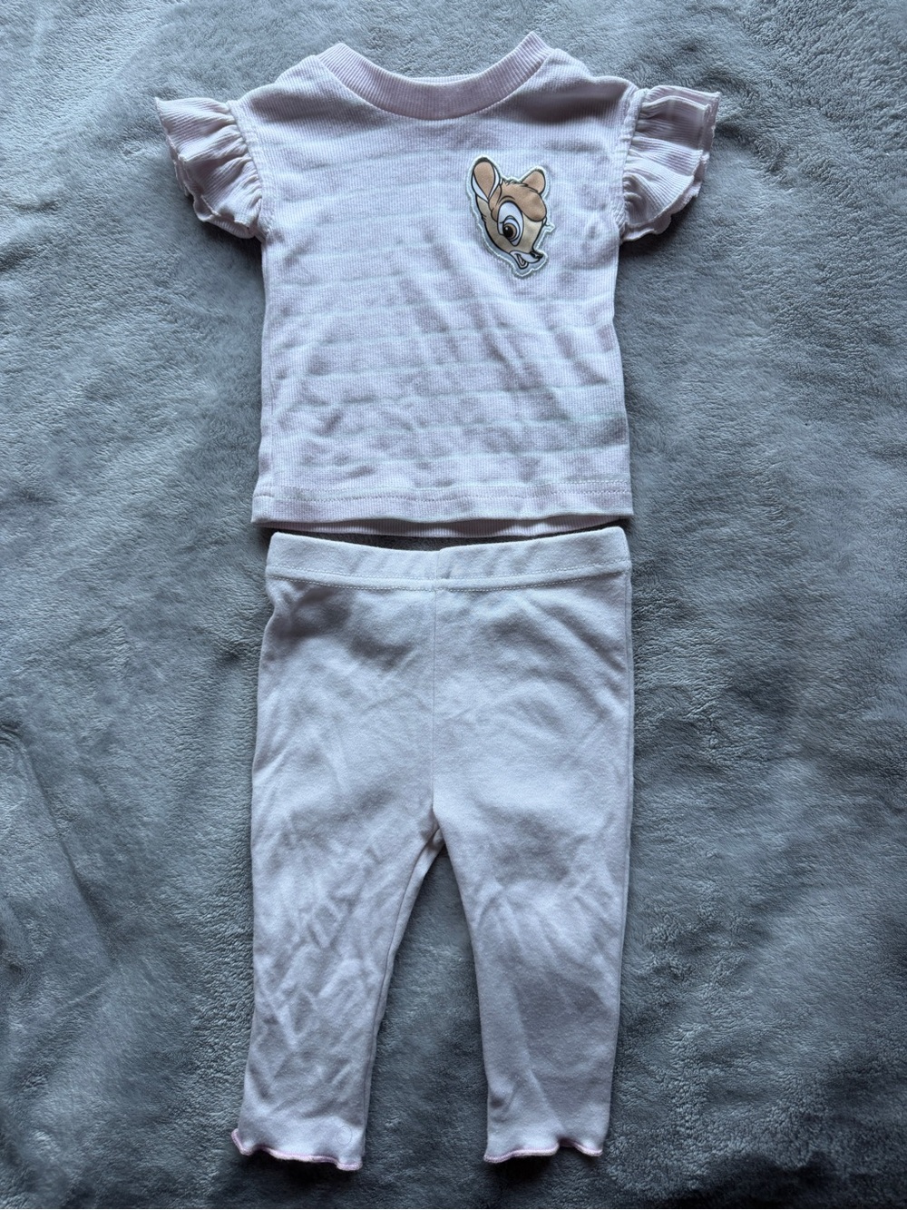 Baby Pink Two-Piece Set with Deer Patch